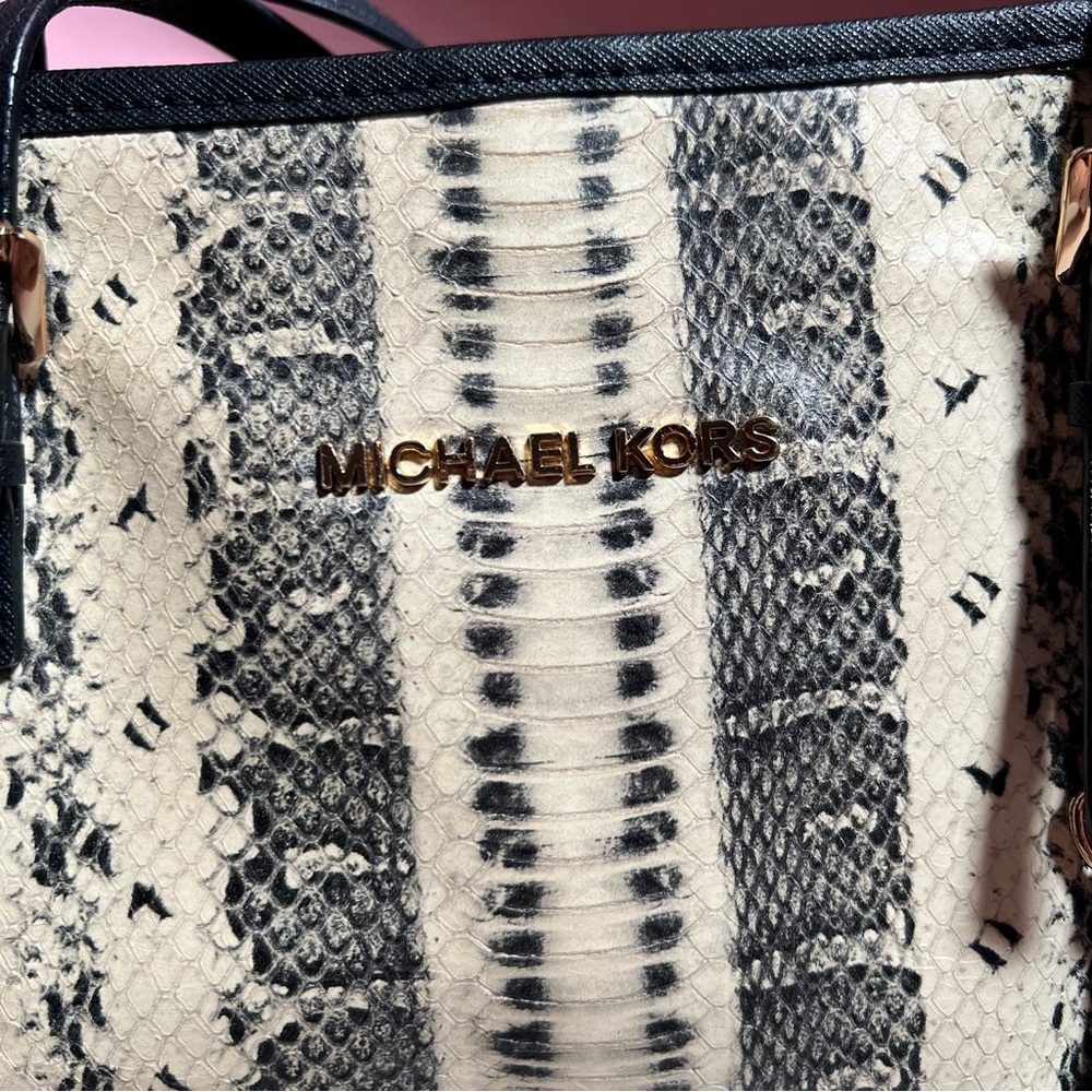 Michael Kors Python Snakeskin Animal Print Tote B… - image 3